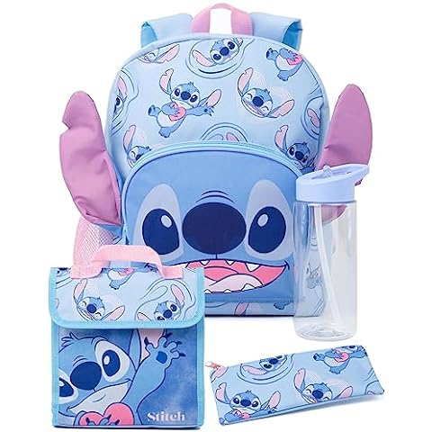 Lilo and Stitch Girl's Boy's Adult's 16 Inch School Backpack Bag (One Size,  Blue)