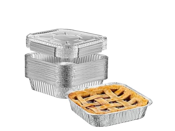 Gia's Kitchen Disposable Aluminum Pans with Lids, 24 Piece, Set of 12 - Heavy Duty Foil Pans with Lids Perfect for Leftovers, Holiday Treats, Gift