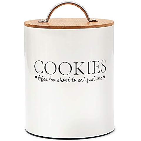 JOEYZ Vintage Cookie Jar/Candy Jar/Cookie Tin with Airtight Lid Cookie Jars  for Kitchen Counter (Turquoise Farmhouse Style)