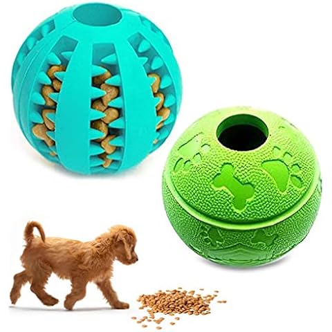 Puppy Teething Chew Toy Balls: 2pack Interactive Dog Treat Dispensing Ball  Rubber Small Breed Dog Chewing Enrichment Toys for Boredom and Brain