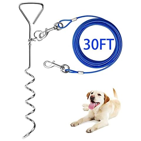 50-Foot 50' Dog Runner Tie-Out Cable Trolley up to 120lbs Dog Run Free Cable