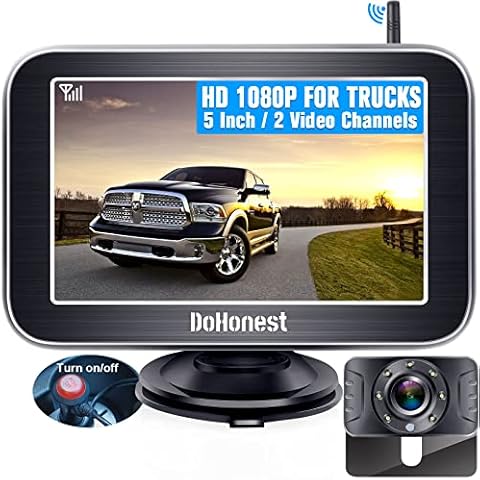 Solar Wireless Backup Camera with 3Mins DIY Installation, Rechargeable  Battery Back Up Camera for Cars with Super Night Vision, 5 Car Monitor  Hitch