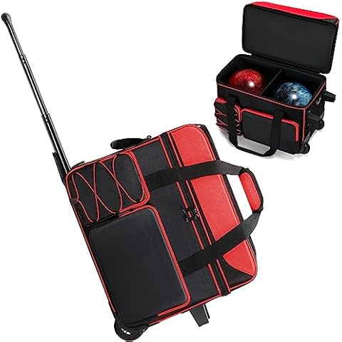 Double Roller Bowling Bag with Shoes Compartment, Large Capacity Bowling  Ball Bag with Multi-Pockets for 2 Bowling Ball and Accessories, 2 Ball  Bowling Bag with wheels & Retractable Handle (Red) - Yahoo Shopping