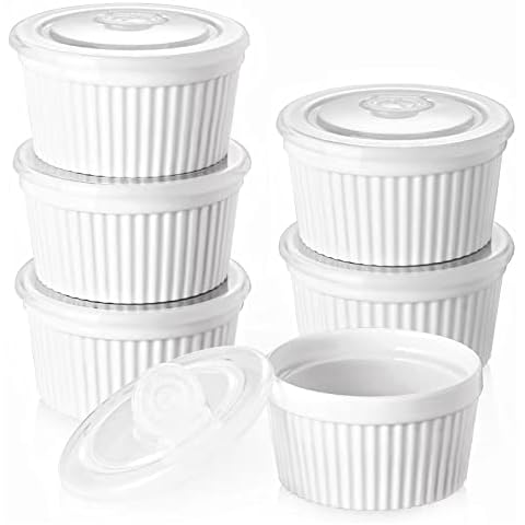 LucyPhy 12 Pack Mini Ramekin Cups with Silicone Lids Dipping Sauce Cups  Pudding Cups Condiment Sauce Cups for Home Party Restaurant Catering Deli