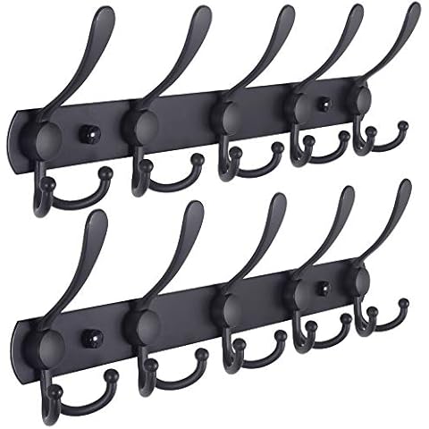 Homode Coat Rack Wall Mount Wooden Coat Hangers for Wall 5 Tri Hooks for  Hang