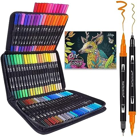 Nicecho Art Markers Dual Brush Pens For Kids Adult Coloring Book Drawing 36  Pcs
