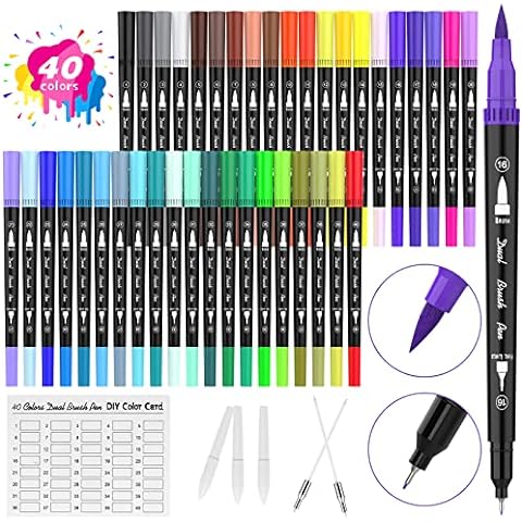 Art Coloring Brush Markers,ZSCM 25 Colors Duo Tip Calligraphy Marker  Journal Pens for Adult Coloring Books Drawing Bullet Journal Planner  Calendar Art Projects 