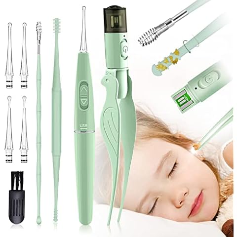 Ear Wax Removal Tool with Led Light for Kids - Toddlers, Infants, Baby and  Adult by BonnyEars | Stainless Steel Earwax Remover Kit | Ear Pick Spoon