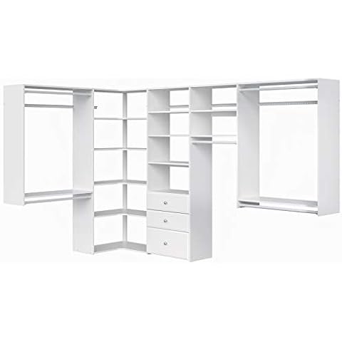 Easy Track 24 Inch Slanted Shoe Storage Shelves with Chrome Fence Rails for  Closet Organizer Vertical Panels, White (3 Pack)