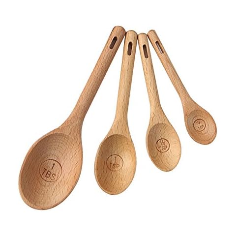 Bayti Long Handle Acacia Wooden Measuring Spoons, 100% Natural