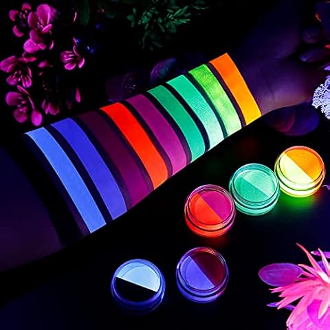 Water Activated Eyeliner Palette with Pressed Chunky Neon Glitter , Water  Activated Face Body Paint UV Glow in the Dark Black light, Water Based