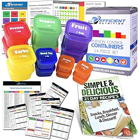 Finorder 21 Day Portion Control Container Kit (14-Piece) with Complete Guide, BPA Free Food Portion Container Set for Meal Prep, 21 Day Lose Weight