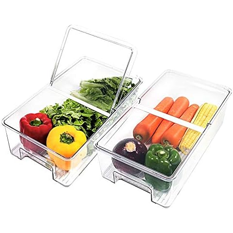 elabo Refrigerator Organizer Bins, Stackable Food Storage Bins for