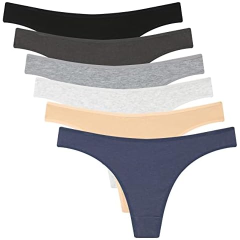 L&K-II Women¡¯s Cotton Thongs Panties Multi-Pack Color Stripes G-Strings Pack of 6, 3207, 6 × neon colour