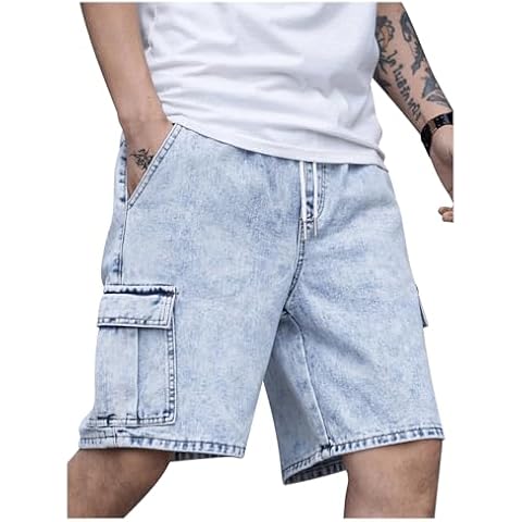 Elastic Waist Denim Shorts for Men