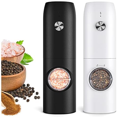 Gravity Electric Salt and Pepper Grinder Set - USB Rechargeable Automatic  Grinder - Generous Capacity - Adjustable Fineness - One Handed Operation