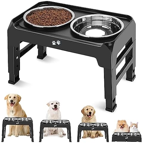 Halifax North America Elevated Dog Bowls Raised Pet Feeder with 2 Stainless Steel Bowls Adjustable Dog Bowl Platform for Small | Mathis Home