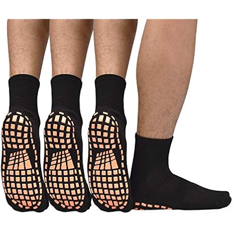 Pembrook 4 Pairs Crew Non Slip Socks - Gripper Socks for Men Women Husband  Dad | Grippy Socks for Hospital Yoga Pilates Barre