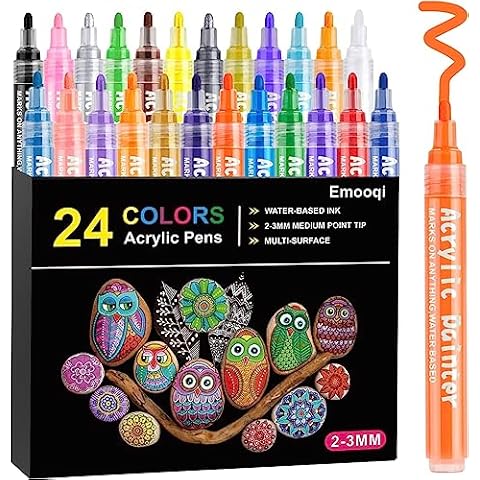 Emooqi Paint Pens, Paint Markers 12 Colors (3mm) Oil-Based