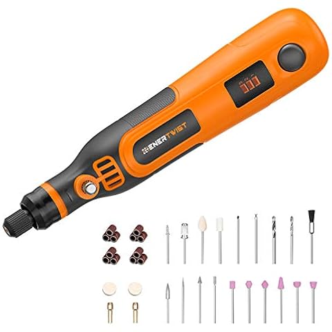 PioneerWorks 8V Mini Cordless Rotary Tool, 2.0 Ah Li-ion Battery Drive  5-Speed,Power Rotary Kit With 160 Accessories and LED Lights For