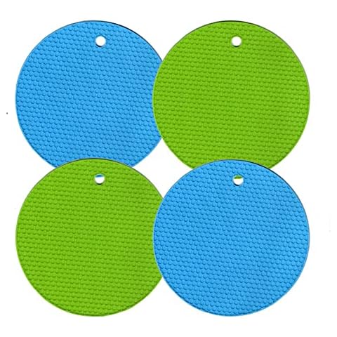 4pcs Jar Opener Gripper Pads,multi-purpose Rubber Jar Grippers Non Slip  Kitchen Coasters Jar Lid Grip Pad Bottle Opener (light Blue, Green)