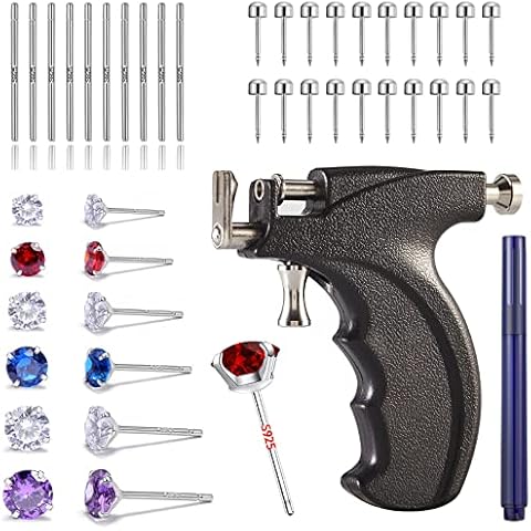 EOKOW Ear Piercing Gun Kit Reusable Ear Percinging Tool Professional Body  Nose Lip Earrings Set With Stainless Steel Studs Silver Sticks For Salon