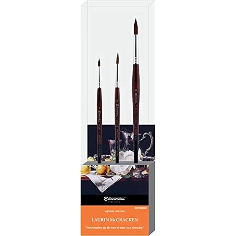 Escoda Signature Series Artist Watercolor Brush Set, CONRAD ROSET 3 Fine  Artist Paint Brushes, BARROCO Size