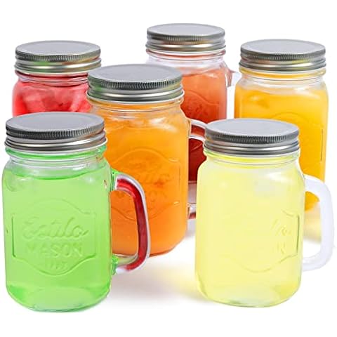 Zunmial 4 Pack Smoothie Cup, Boba Cup, 24oz Mason Jar with Lid and Straw, Mason Jar Cups, Bubble Tea Cups, Mason Jar Drinking Glasses