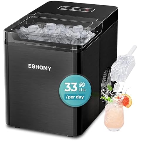 EUHOMY Nugget Ice Maker Countertop with Handle, Ready in 6 Mins