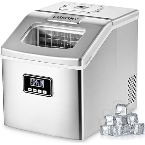  EUHOMY Countertop Ice Maker Machine with Handle, 26lbs