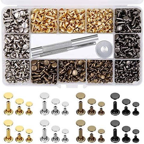 300sets Stainless Steel Leather Rivets Double Cap Rivet Tubular Metal Studs  Repairs Decoration Craft Accessories for