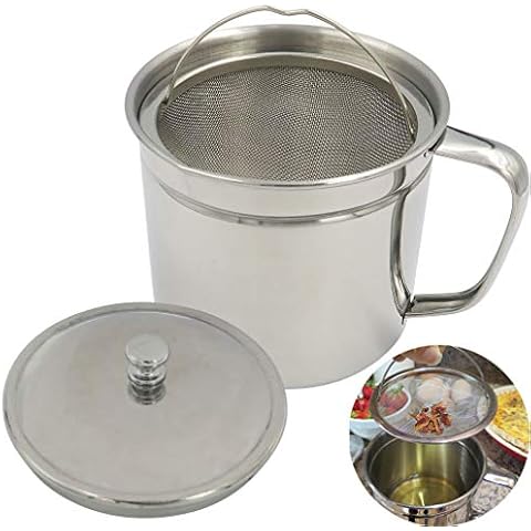 2L/68oz Bacon Grease Container, 304 Stainless Steel Oil Grease Contain