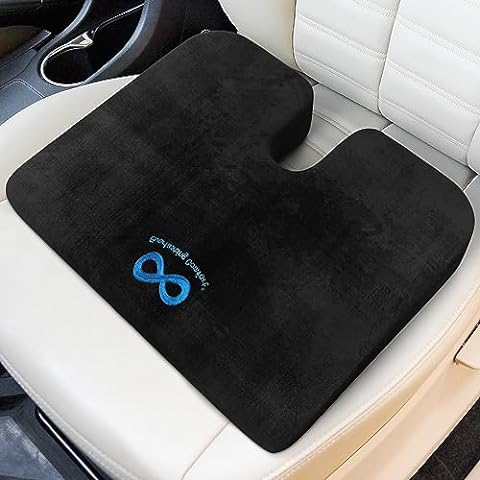 Tsumbay Car Pressure Relief Memory Foam Comfort Seat Protector for Car Driver Office/Home Chair Seat Cushion with Non Slip Bottom - Black
