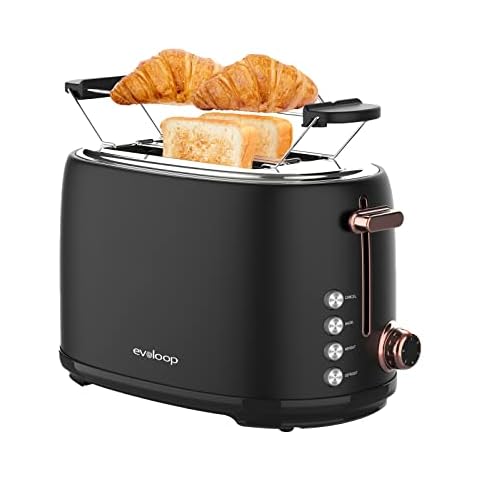 Long Slot Toaster, Toaster 2 Slice Best Rated Prime with Warming Rack,  1.7'' Extra Wide Slots Stainless Steel Toasters, 6 Browning Settings