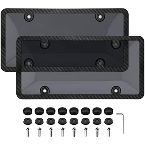 BLVD-LPF OBEY YOUR LUXURY Carbon Fiber License Plate Frame w/Glossy Finish  - [Pack of 2] Plastic, Front & Rear Number Plate Frame w/Fasteners, Screws