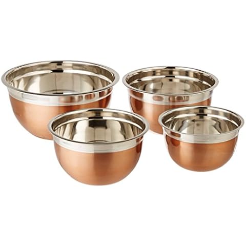 Solid Copper Stone Hammered Beating and Mixing Bowls - 3 Piece Set
