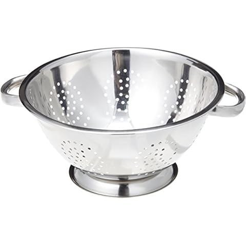 Ovente Stainless Steel Deep Colander 3 Piece Kitchen Strainer Set, Dishwasher Safe 1.5, 3, and 5 Quart Bowl Drainer with