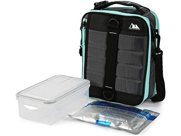 Titan Deep Freeze Expandable Lunch Box with 2 Ice Walls, Blue,Gray, Black, 14x14x14