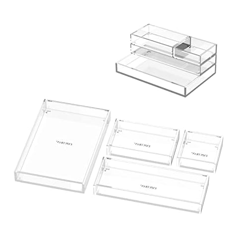EXPUTRAN Clear Acrylic Stackable Letter Tray Desk Organizer 2 Tier A4 Paper Tray