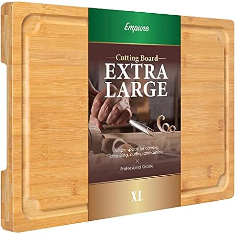 Hiware Extra Large Bamboo Cutting Board For Kitchen, Heavy Duty Wood  Cutting Boards With Juice Groove, 100% Organic Bamboo, Pre Oiled, 18 X 12