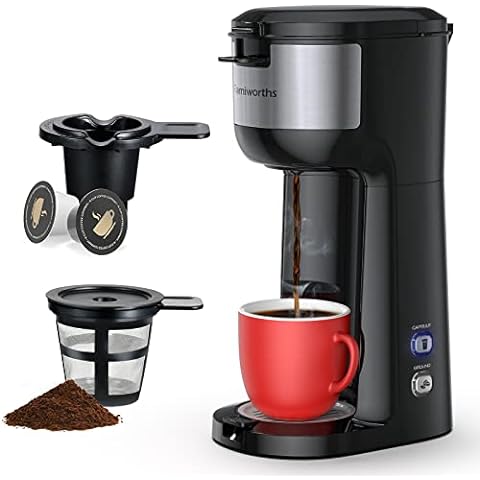 KINGTOO Coffee Maker with Milk Frother, Single Serve Coffee Maker for K-Cup  Pod & Ground Coffee, Compact Coffee Maker 2 in 1 with Self Cleaning, Fast