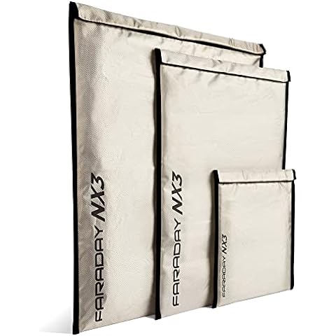 Faraday Defense 3 Pack Mega Kit NX3 Triple-Layer Cyber Fabric Faraday Bags  - Fast, Easy Access for Device Shielding - Protect Data and Devices from