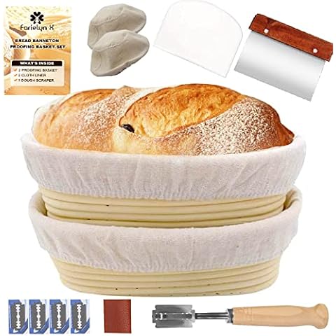 Superbaking Bread Proofing Basket, Round 9 inch Sourdough Starter Kit,  Proofing Basket for Bread baking, Bread Making Supplies Tools, Banneton  Basket