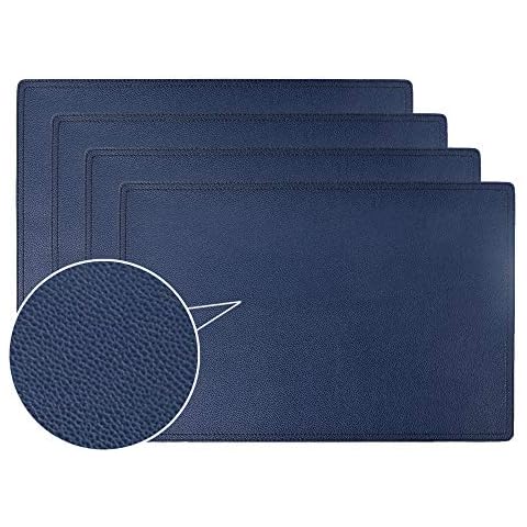 YONOVO 6Pack Faux Leather Placemats Set, Black Round PU Dinning Table Mats,  Wipeable Easy to Clean Stain Resistant Heat Resistant Waterproof Place