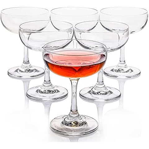 Glassique Cadeau Vintage Art Deco Coupe Glasses Set of 4 7 oz Classic Cocktail Glassware for Champagne, Martini, Manhattan, Cosmopolitan, Sidecar