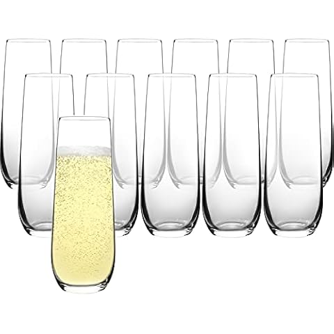 4 Pack Iridescent Champagne Flutes, Stemless Wine Glasses for Cocktails,  Mimosas, Bars (10 oz)