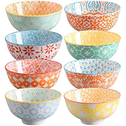 Ceramic Polka Dot Bowls, 9 oz Porcelain Dessert Bowls Small Snack Bowl Set, Cute Ice Cream Bowls for Dessert, Soup, Dipping Sauce, Dishwasher & Microw