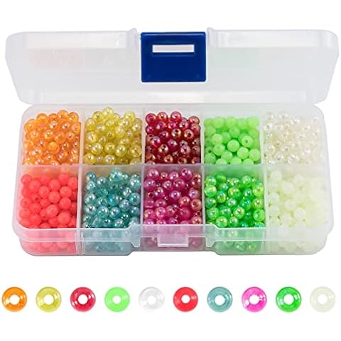 Glow Fishing Beads Saltwater Freshwater, 1000pcs Soft Plastic Fish Beads  Luminous Round Oval Egg Beads Assortment Fishing Tackle Tools for Rigs