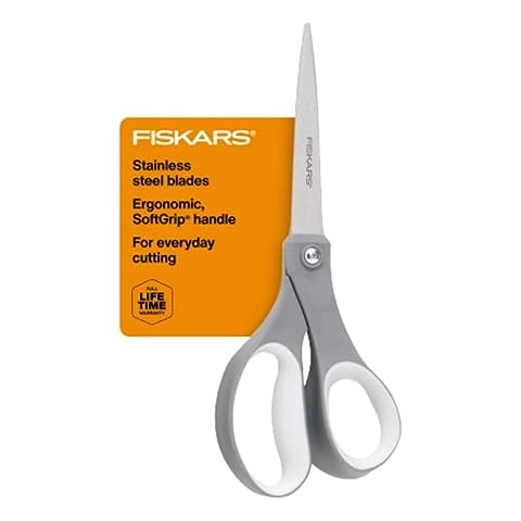 8 inch Multipurpose Scissors Bulk 2-Pack, Ultra Sharp Titanium Blade Shears, for Office Home School Sewing Fabric Craft Supplies