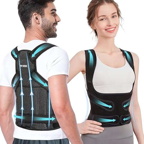  Copper Compression Posture Corrector - Copper Infused Back  Brace Fit for Men Women - Adjustable Support - Upper & Lower Lumbar Spine  Straightener. Neck and Shoulder Pain Relief (XL 34” to